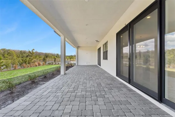 a view of a swimming pool with an ocean view