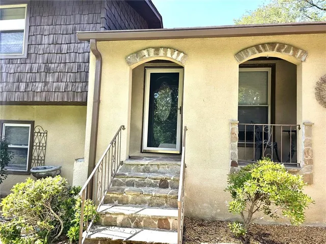 a front view of a house with a window
