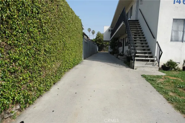 a view of stairs and storage