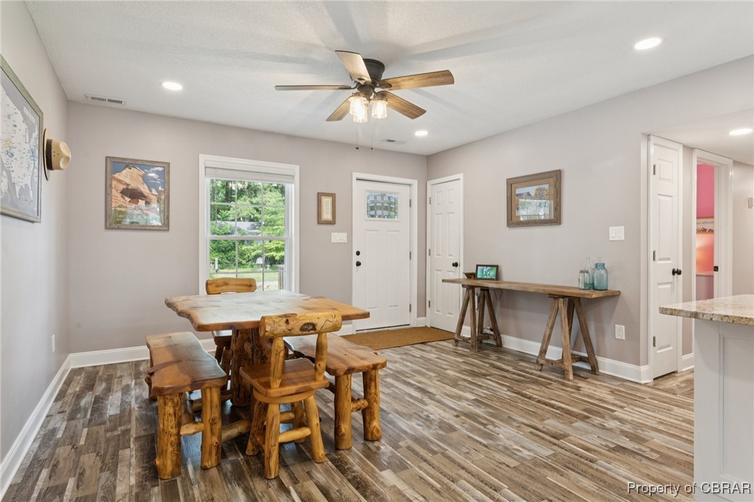 2063 Riley Lane Hayes, VA 23072 - Photo 5 of 35 Dining room featuring wood finished floors, a ceiling fan, and recessed lighting