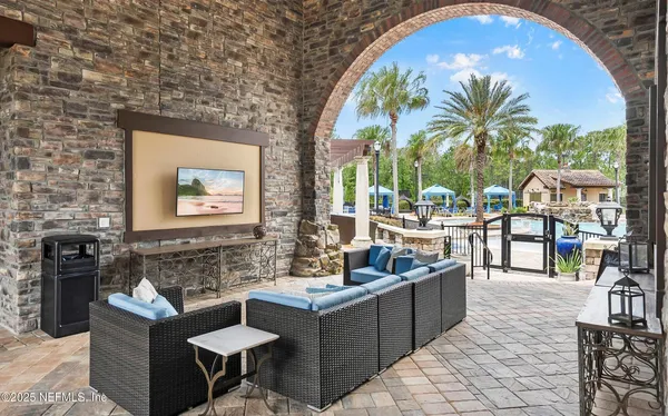 a view of a park with slide