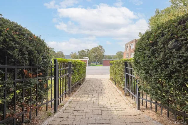 a view of a pathway with outside space