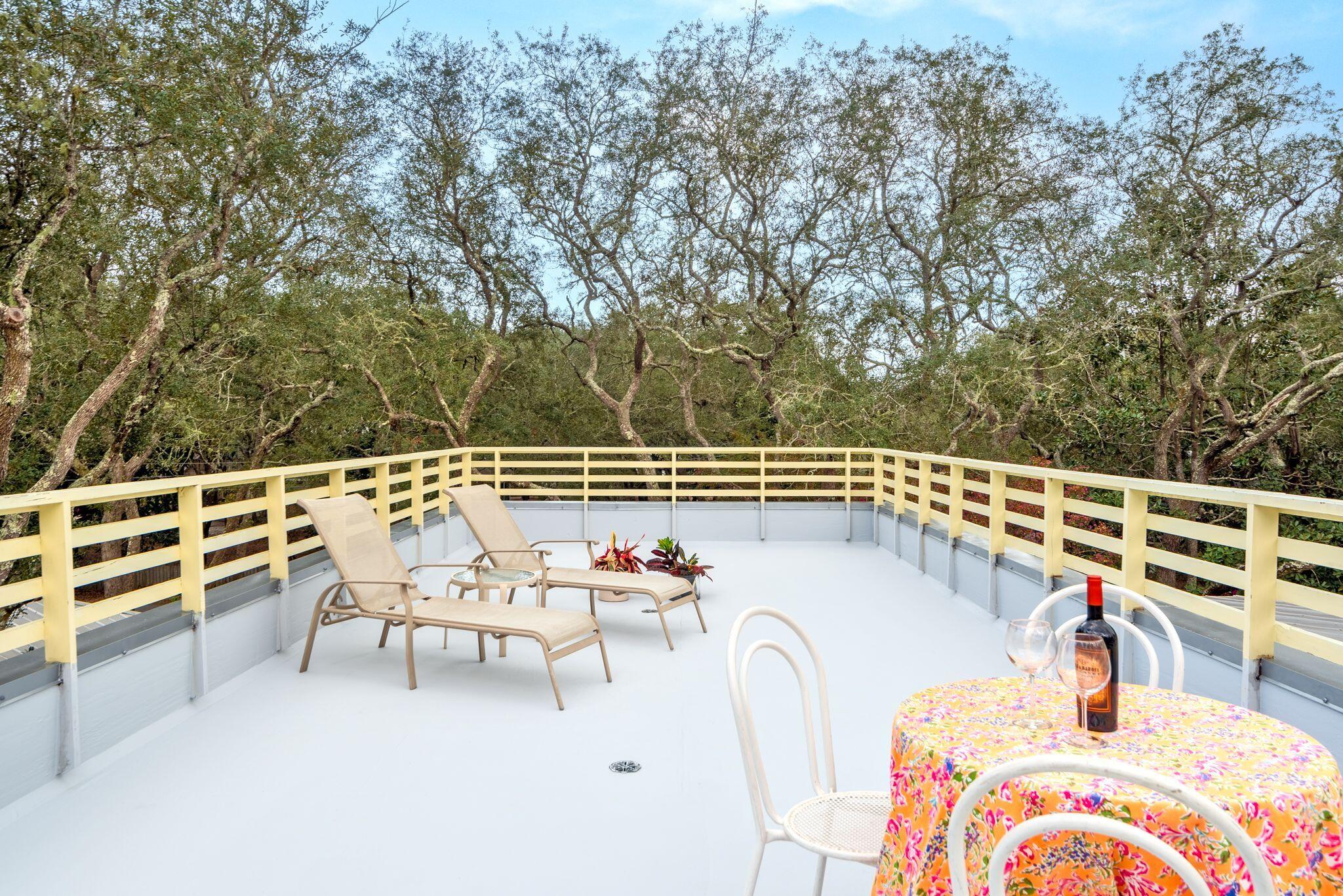 235 North Bishop Road Santa Rosa Beach, FL 32459 - Photo 59 of 68 a roof deck with a couple of chairs and potted plants