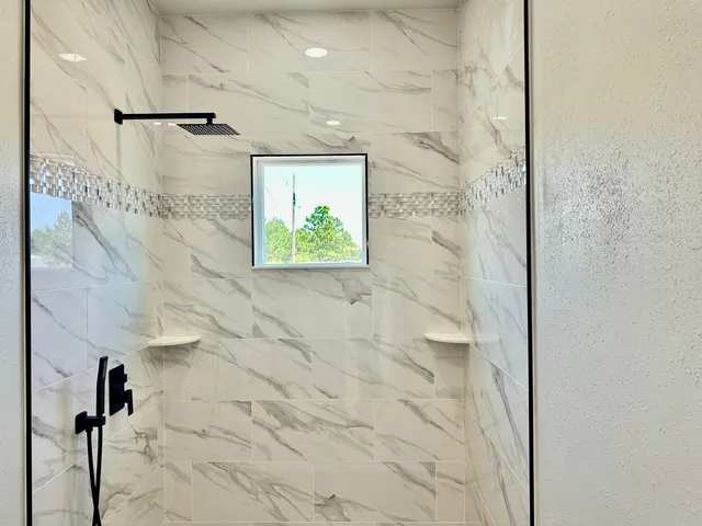 a bathroom with a shower