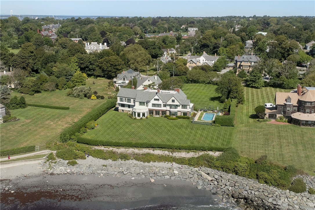225 Ruggles Avenue Newport, RI 02840 - Photo 2 of 40 Drone aerial showing ease of access down to Cliff Walk and sandy beach.