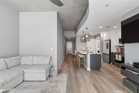 a view of a balcony with city view