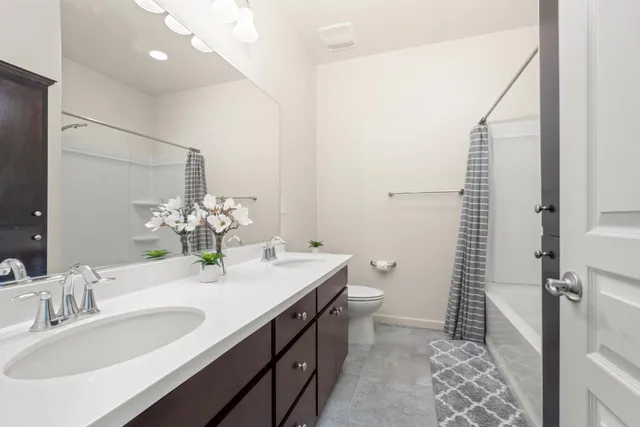 a view of a swimming pool with a garden