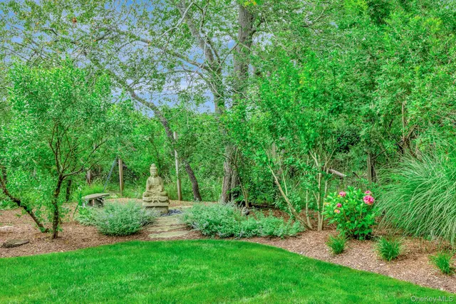 a view of backyard with green space