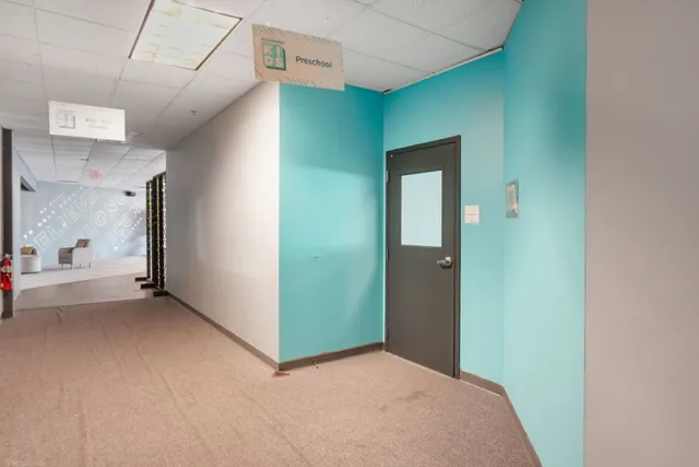 a view of a hallway with closet