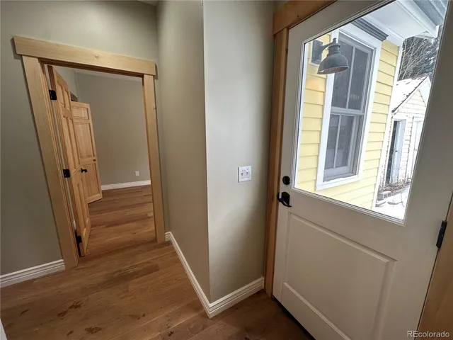 a view of an entryway with a window