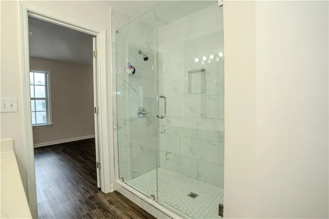a bathroom with a shower