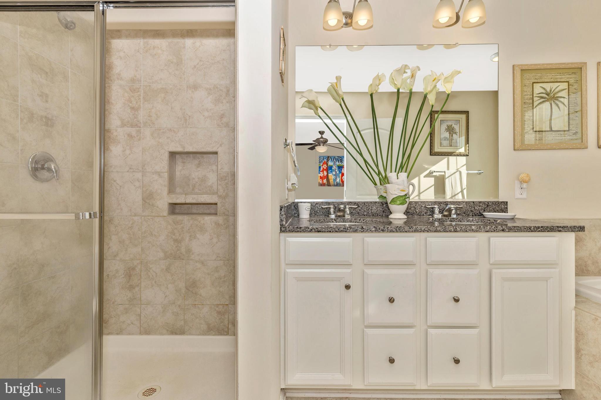 4730 Cambria Road Frederick, MD 21703 - Photo 19 of 42 Owners master bathroom, granite, white cabinets