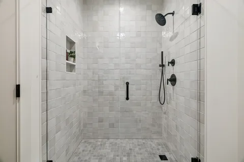 a bathroom with a shower
