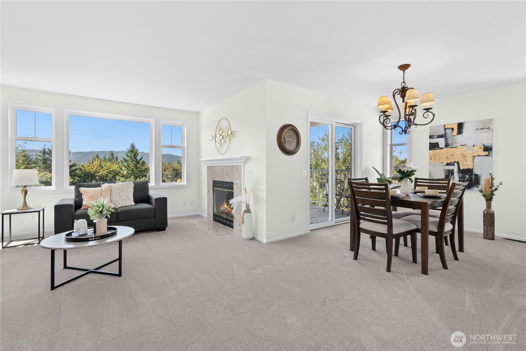 22541 Southeast 42nd Court, Unit 2252 Issaquah, WA 98029 - Photo 7 of 37 a living room with furniture and a clock