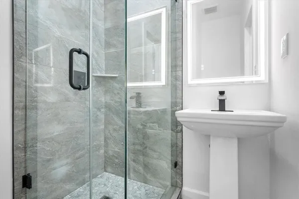 a bathroom with a shower