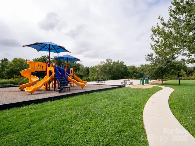 a view of a park with slide