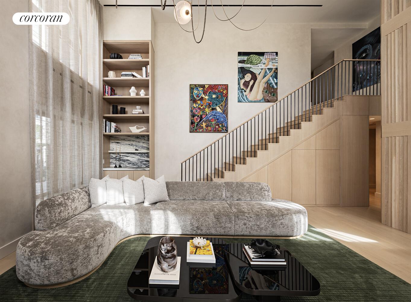 a living room with furniture