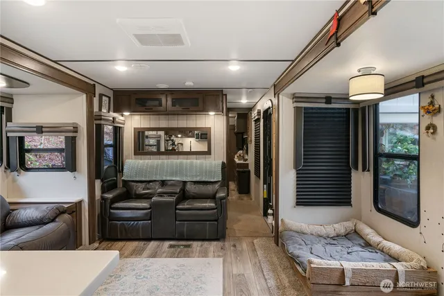 a living room with furniture