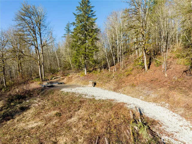 a view of a yard covered with snow
