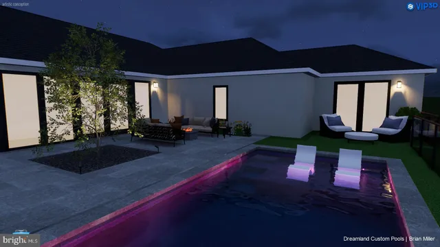 a view of a house with backyard and garden