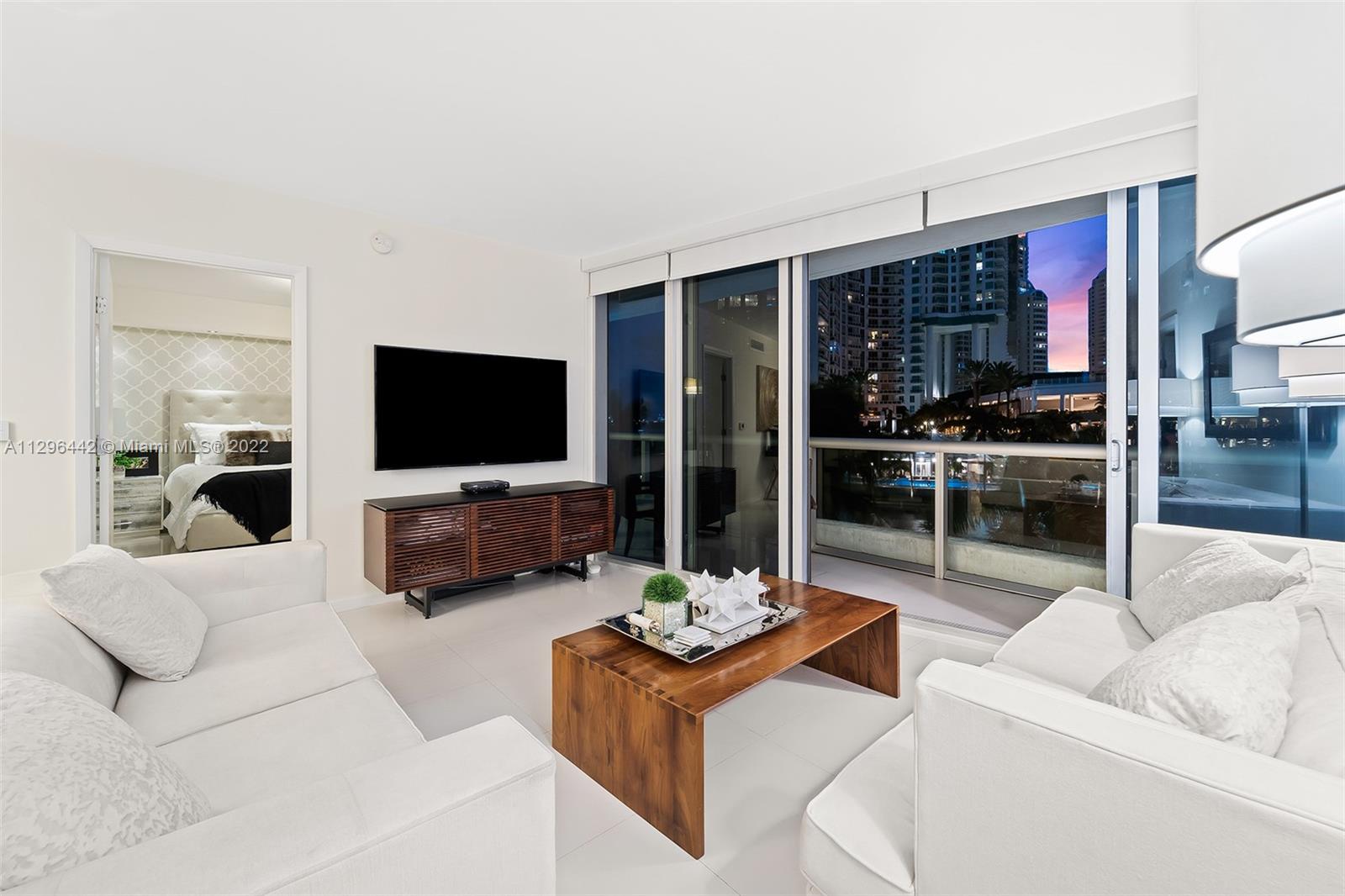 495 Brickell Avenue, Unit BAY405 Miami, FL 33131 - Photo 14 of 25 a living room with furniture and a flat screen tv