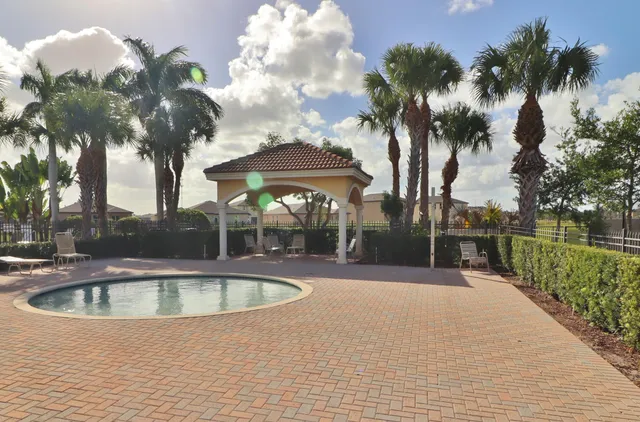 a view of a garden with a slide