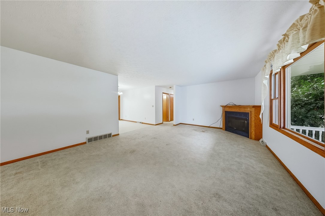 425 Overlook Drive Rittman, OH 44270 - Photo 3 of 44 Unfurnished living room featuring a fireplace and light carpet
