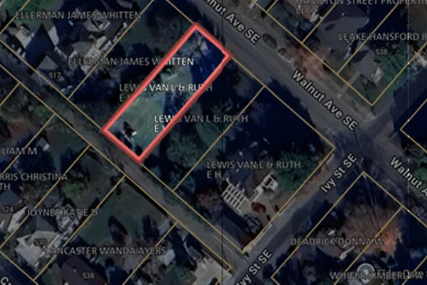 a view of a yard with a trampoline