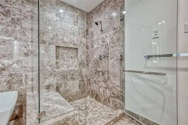 a bathroom with a shower