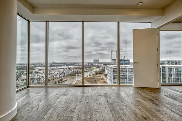a view of workspace with wooden floor