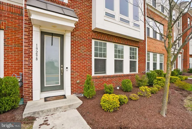 a front view of a brick building