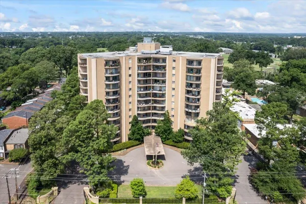an aerial view of a house