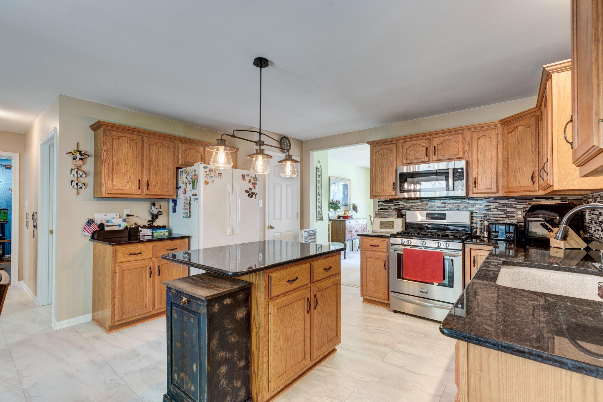 20 Union Street Littlestown, PA 17340 - Photo 13 of 58 a kitchen with stainless steel appliances granite countertop a stove top oven a sink dishwasher and a refrigerator with wooden floor
