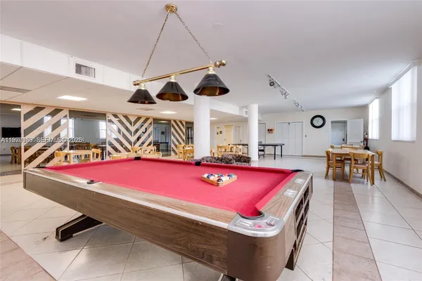 a room with pool table