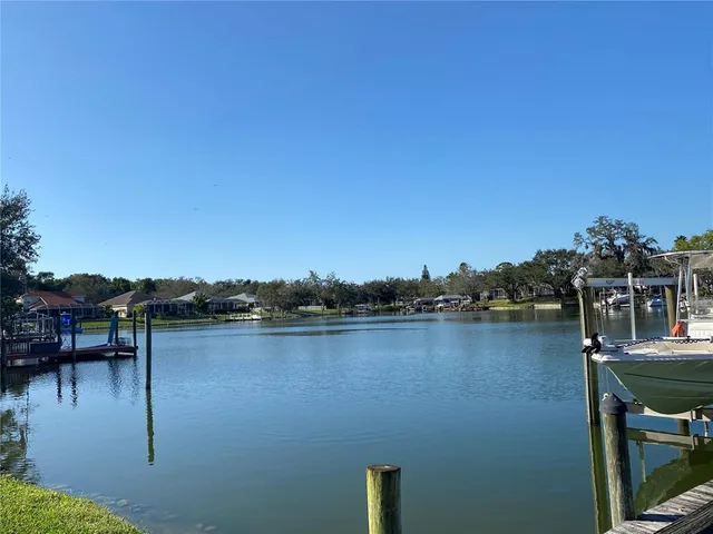 a view of a lake with houses
