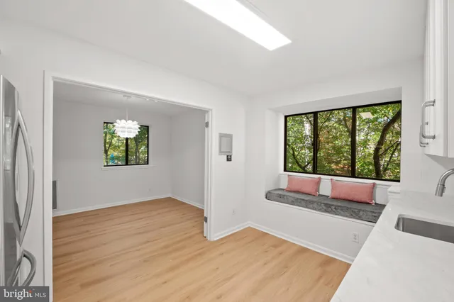 an empty room with windows