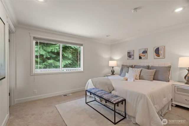 a room with a bed and a window