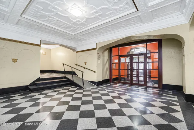a black and white checkered floor