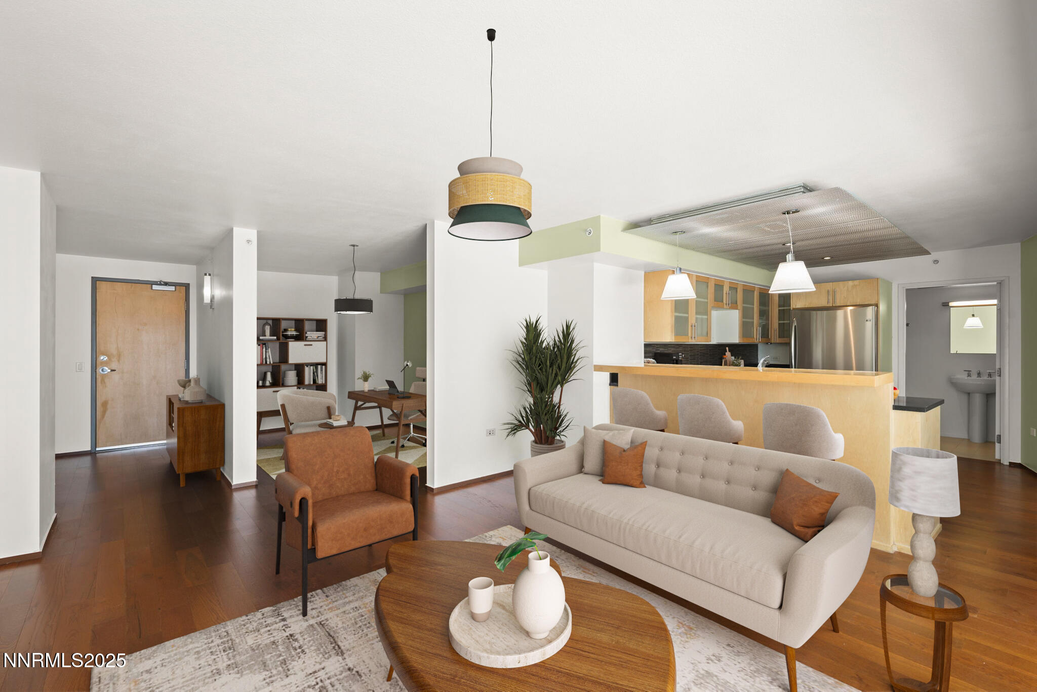 255 North Sierra Street, Unit 1419 Reno, NV 89501 - Photo 6 of 40 a living room with furniture a rug and a chandelier