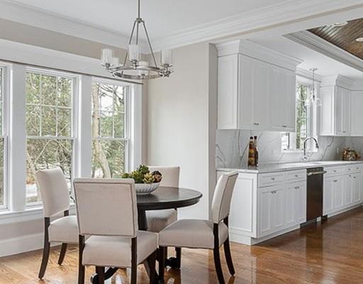 1 Aaron Road Lexington, MA 02421 - Photo 13 of 27 a dining room with furniture a chandelier and wooden floor