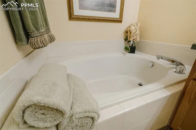a bathroom with a bathtub