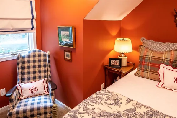 a view of a lake with a houses