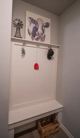 a view of a wall with rack on the wall