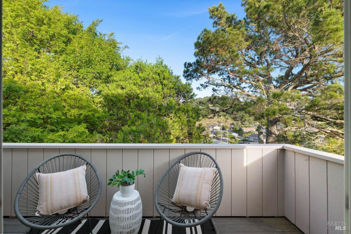 116 Twelveoak Hill Drive San Rafael, CA 94903 - Photo 71 of 93 THe primary suite has it's own private deck with peek-a-boo views of Mount Tam to the right.