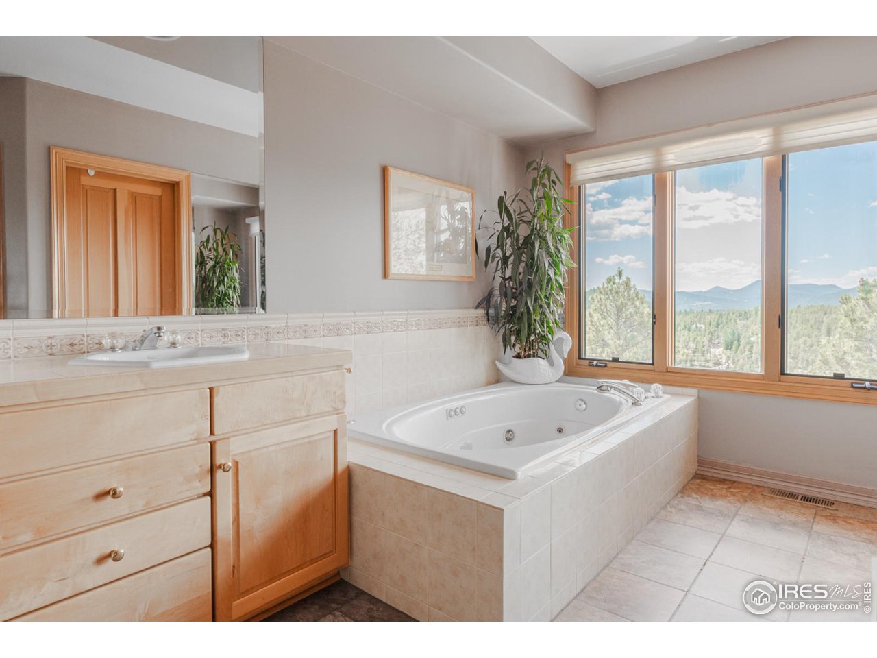 2964 Elk View Drive Evergreen, CO 80439 - Photo 27 of 40 a bathroom with a tub sink and mirror
