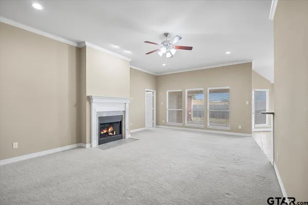 a bathroom with a small yard