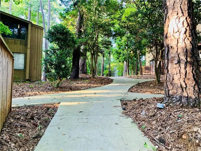 a view of a garden with a trees