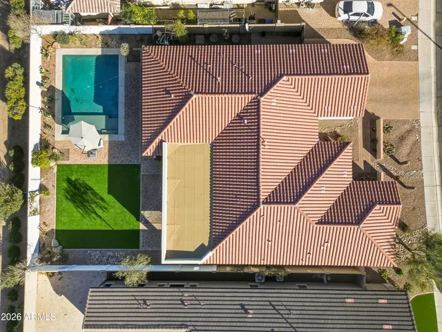 an aerial view of a house