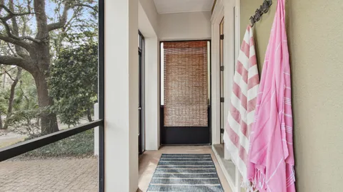 a view of road and trees