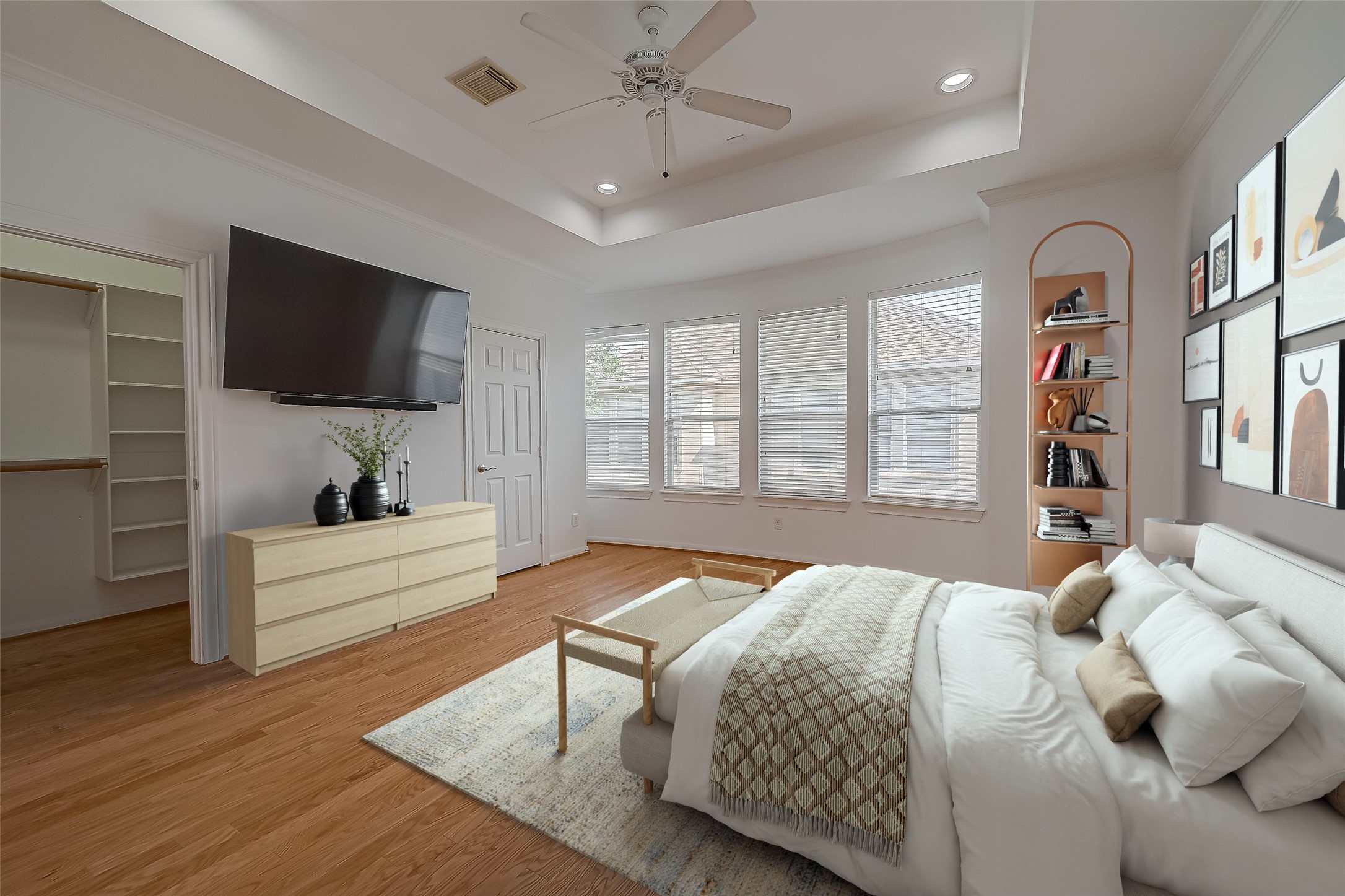 1507 Roy Street Houston, TX 77007 - Photo 14 of 20 a bedroom with a large bed and a flat screen tv